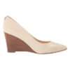 Off White Solid Pointed Toe Block Heel Pumps