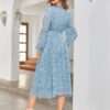 Women's Chiffon Western Dress(Sky Blue) - Image 4