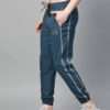 Men Teal Blue Slim Solid Training Rapid Dry Joggers - Image 4