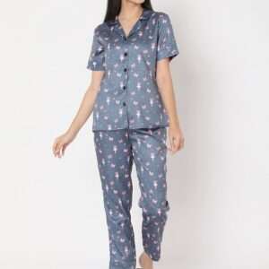 Women Grey Printed Night Suit