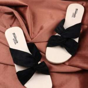 Women Black Open Toe Flats