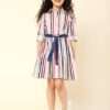 Striped Keyhole Neck Dress - Image 2